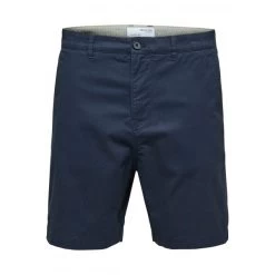 Bermuda Selected Homme En Coton Biologique Mélangé Bleu Marine