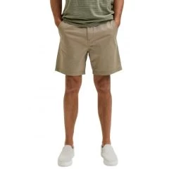 Bermuda Selected Homme En Coton Biologique Mélangé Beige -Passons à la mode masculine ! 100056 131160vt short selected coupe chino en coton biologique stretch beige uni a double poches arrieres passepoilees 03 600x600
