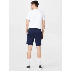 Emporio Armani Short De Jogging 2 Poches Bleu Marine Uni En Coton Mélangé Avec Logo Blanc -Passons à la mode masculine ! 100388 129744vt short de jogging 2 poches marine uni en coton melange avec logo blanc 03 600x600