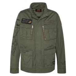 Parka Schott Régular Kaki Avec Manches Longues Et Col Montant