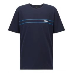 T-shirt Col Rond Boss En Coton Bleu Marine Uni