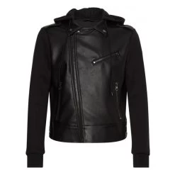 Veste à Capuche Style Perfecto Bi-matière Calvin Klein Noire
