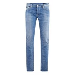 Jean Slim Le Temps Des Cerises En Coton Stretch Mélangé Bleu Effet Délavé