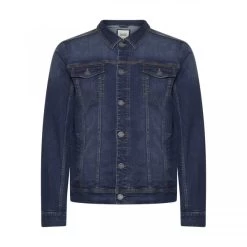 Blend Veste Indigo Homme Denim En Coton Coupe Droite Avec Effet Délavé