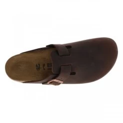 Birkenstock Mules Boston Fermées En Cuir Marron Avec Talon Plat Et Boucle à Ardillon -Passons à la mode masculine ! 101692 15603ch mules boston fermees en cuir marron avec talon plat et boucle a ardillon 05 600x600