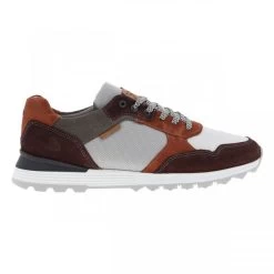 Baskets Bullboxer En Cuir Nubuck Bordeaux Micro-perforé à Lacets Bicolores