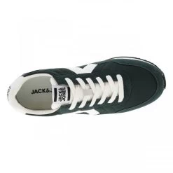 Baskets Jack & Jones Vertes à Lacets Plats Avec Logo -Passons à la mode masculine ! 101884 16015ch baskets jack et jones a lacets plats avec logo vertes 05 600x600