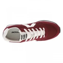 Baskets Jack & Jones à Lacets Plats Avec Logo Bordeaux -Passons à la mode masculine ! 101885 16016ch baskets jack et jones a lacets plats avec logo bordeaux 05 600x600