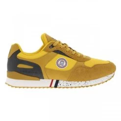 Sneakers Serge Blanco En Cuir Nubuck Jaune à Lacets Plats