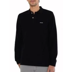Polo Manches Longues Mise Au Green En Coton Noir Brodé