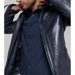 Blouson Zippé Redskins Trust Victory En Cuir De Mouton Bleu Marine -Passons à la mode masculine ! 103188 121401vt blouson zippe redskins trust victory en cuir de mouton bleu marine ma 03 600x600