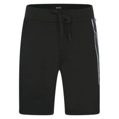 Short De Jogging Boss En Coton Noir Avec Bandes Latérales Colorées