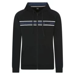 Sweat à Capuche Boss En Coton Noir Zippé Avec Logo Iconique