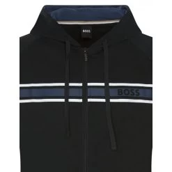 Sweat à Capuche Boss En Coton Noir Zippé Avec Logo Iconique -Passons à la mode masculine ! 103596 136204vt sweat a capuche boss en coton noir zippe avec logo iconique 03 600x600