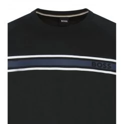 Sweat Col Rond Boss En Coton Noir Avec Bande Colorée -Passons à la mode masculine ! 103597 136203vt sweat col rond boss en coton noir avec bande coloree 03 600x600