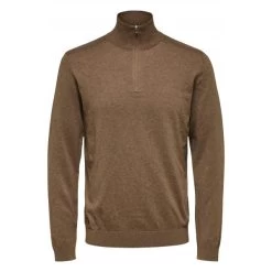 Pull Col Camionneur Selected En Coton Taupe