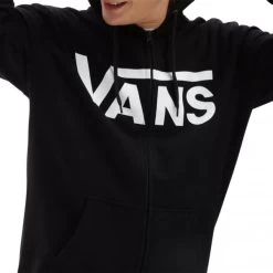Sweat Vans Noir Coupe Droite Zippée Avec Manches Longues Et Col à Capuche -Passons à la mode masculine ! 104255 139375vt sweat vans droite avec manches longues et col a capuche noir 02 600x600