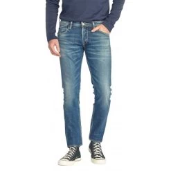 Jean Slim Le Temps Des Cerises 700/11 En Coton Bleu Délavé