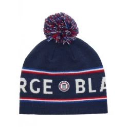 Bonnet Serge Blanco Bleu Marine à Pompom Tricolore