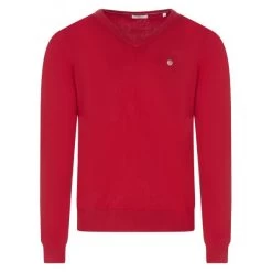 Pull Avec Manches Longues Et Col V Serge Blanco Play Coton Rouge