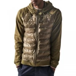 Sweat à Capuche Serge Blanco 100% Coton Kaki Regular Fit à Col à Capuche Zippé