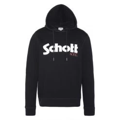 Sweat à Capuche Schott En Laine Mélangé Noire