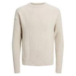 JACK&JONES Premium Pull Premium Bradley Knit Crew Neck En Coton Col Rond écru