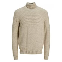 JACK&JONES Premium Pull à Col Roulé Premium Frankie Knit Turtle Neck Beige Chiné