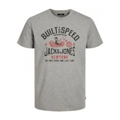 JACK&JONES Premium Tee-shirt Col Rond Et Coupe Droite Premium Motor Tee En Coton Gris