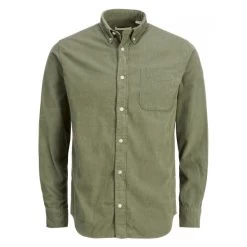 JACK&JONES Premium Chemise Coupe Slim Et Col Américain Premium Brook Corduroy En Coton Vert