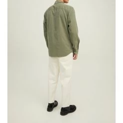 JACK&JONES Premium Chemise Coupe Slim Et Col Américain Premium Brook Corduroy En Coton Vert -Passons à la mode masculine ! 104462 139073vt chemise coupe slim et col americain premium brook corduroy en coton vert 03 600x600