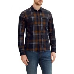 Chemise Droite Tom Tailor En Coton Bleu Marine à Carreaux Avec Manches Longues Et Col Italien -Passons à la mode masculine ! 104597 138776vt chemise droite tom tailor en coton avec manches longues et col italien bleu marine a carreaux 03 600x600