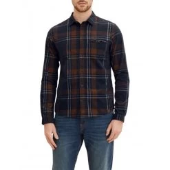 Chemise Droite Tom Tailor En Coton Bleu Marine à Carreaux Avec Manches Longues Et Col Italien -Passons à la mode masculine ! 104597 138776vt chemise droite tom tailor en coton avec manches longues et col italien bleu marine a carreaux 05 600x600