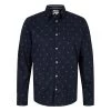 Chemise Cintrée Tom Tailor En Coton Bleu Marine Avec Manches Longues Et Col Italien