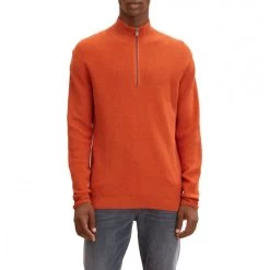 Pull Tom Tailor Coton Droite Avec Manches Longues Et Col Camionneur Orange -Passons à la mode masculine ! 104613 138760vt pull tom tailor coton droite avec manches longues et col camionneur orange 06 600x600