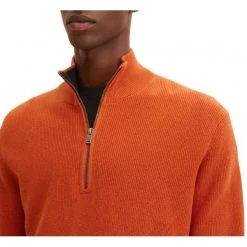 Pull Tom Tailor Coton Droite Avec Manches Longues Et Col Camionneur Orange -Passons à la mode masculine ! 104613 138760vt pull tom tailor coton droite avec manches longues et col camionneur orange 07 600x600