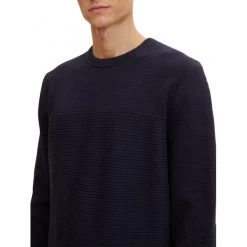 Pull Col Rond Tom Tailor En Coton Bleu Marine à Manches Longues -Passons à la mode masculine ! 104616 138757vt pull col rond tom tailor coton avec manches longues bleu marine 03 600x600