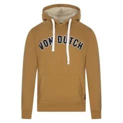Sweat à Capuche Fourrée Von Dutch En Coton Mélangé Camel Avec Branding En Feutrine