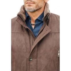 Parka à Col Montant En Fausse Fourrure Amovible Coupe Droite Hafnium Marron -Passons à la mode masculine ! 104710 138267vt parka a col montant en fausse fourrure amovible coupe droite hafnium marron 05 600x600