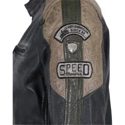 Blouson Biker Gipsy Avec épaules Contrastantes En Cuir De Mouton Anthracite -Passons à la mode masculine ! 105119 137228vt blouson biker gipsy avec epaules contrastantes en cuir de mouton anthracite 03 600x600