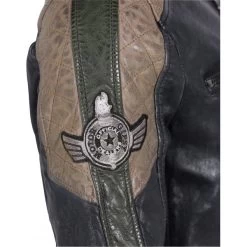 Blouson Biker Gipsy Avec épaules Contrastantes En Cuir De Mouton Anthracite -Passons à la mode masculine ! 105119 137228vt blouson biker gipsy avec epaules contrastantes en cuir de mouton anthracite 04 600x600