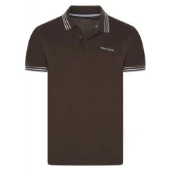 Polo Teddy Smith En Coton Avec Manches Courtes Et Col 3 Boutons Marron