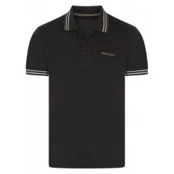 Polo Teddy Smith En Coton Avec Manches Courtes Et Col 3 Boutons Noir