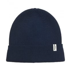Bonnet Jack & Jones Coton Biologique Bleu Marine Avec Patch Blanc Cousu