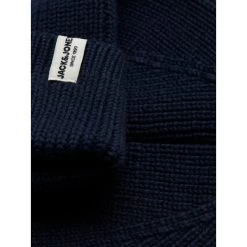 Bonnet Jack & Jones Coton Biologique Bleu Marine Avec Patch Blanc Cousu -Passons à la mode masculine ! 105522 136545vt bonnet jack et jones coton biologique bleu marine avec patch blanc cousu 04 600x600