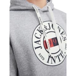 Sweat à Capuche Jack & Jones En Coton Mélangé Gris Chiné Avec Logo Floqué -Passons à la mode masculine ! 105554 136513vt sweat a capuche jack et jones en coton melange gris chine avec logo floque 05 600x600