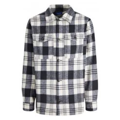 Surchemise Bleu Marine à Carreaux Et Col Français Jack & Jones