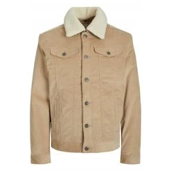 Blouson Trucker Jack & Jones Coton Beige Côtelé