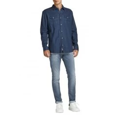 Jean 5 Poches Jack & Jones Glenn En Coton Mélangé Bleu -Passons à la mode masculine ! 105579 136488vt jean 5 poches jack et jones glenn en coton melange bleu 03 600x600