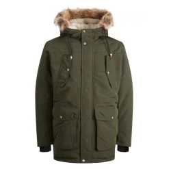 Parka à Capuche Coupe Droite Jack & Jones Kaki